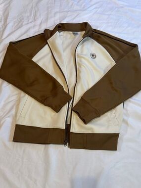Men’s Old Navy Brown and Cream Track Bomber Jacket